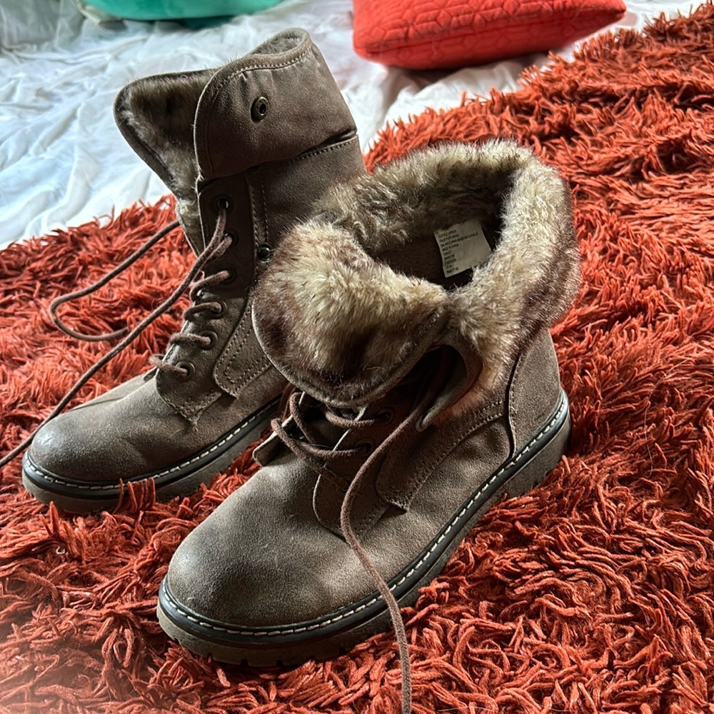Fuzzy combat boots